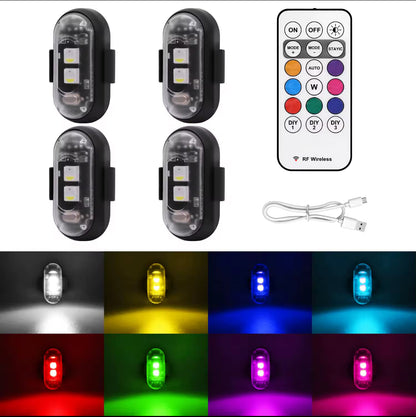 4-Pack Wireless RGB Strobe Lights – Rechargeable, Color-Changing & Velcro-Mountable